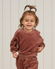 Load image into Gallery viewer, Velour Relaxed Sweat Set-Cranberry