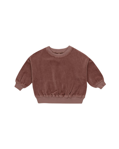 Velour Relaxed Sweat Set-Cranberry