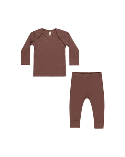 Ribbed Tee & Legging Set- Plum