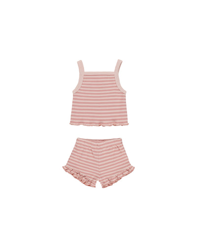 Evie Tank + Shortie Set- Pink Stripe