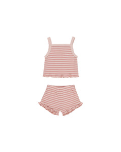 Evie Tank + Shortie Set- Pink Stripe