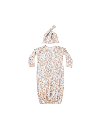 Bamboo Baby Gown + Hat Set- Bloom 25