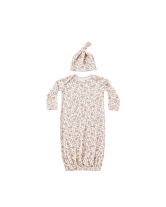 Bamboo Baby Gown + Hat Set- Bloom 25