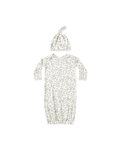 Bamboo Baby Gown + Hat Set- Woodland