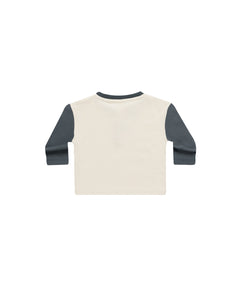 L/S Henley Tee- Indigo/Cream