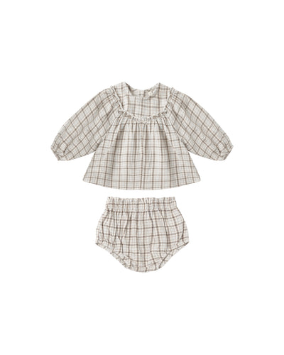 Mia Top + Bloomer Set- Blue Plaid