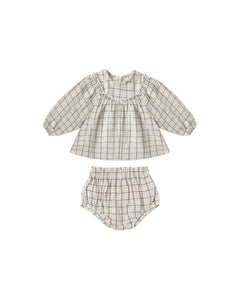 Mia Top + Bloomer Set- Blue Plaid