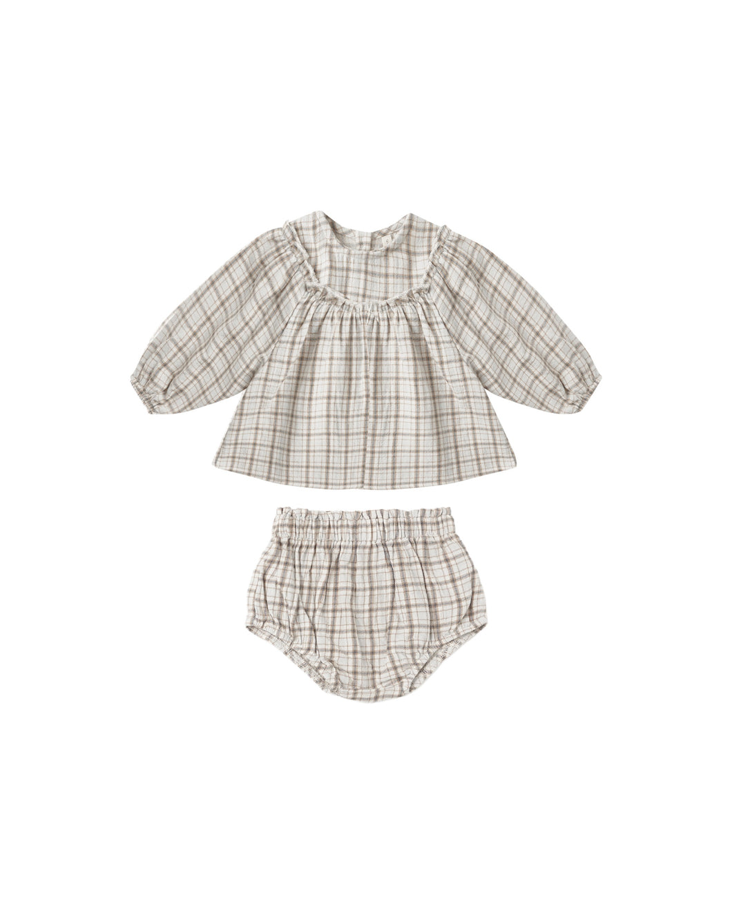 Mia Top + Bloomer Set- Blue Plaid