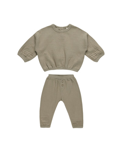 Textured Sweat Set- Olive