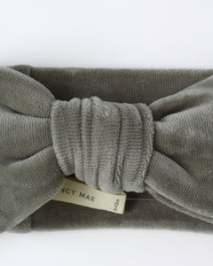 Velour Bow Headband- Forest