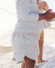 Load image into Gallery viewer, Swim Short- Blue + Butterscotch Stripe