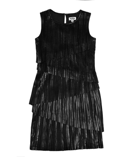 Faux Leather Pleated Dress
