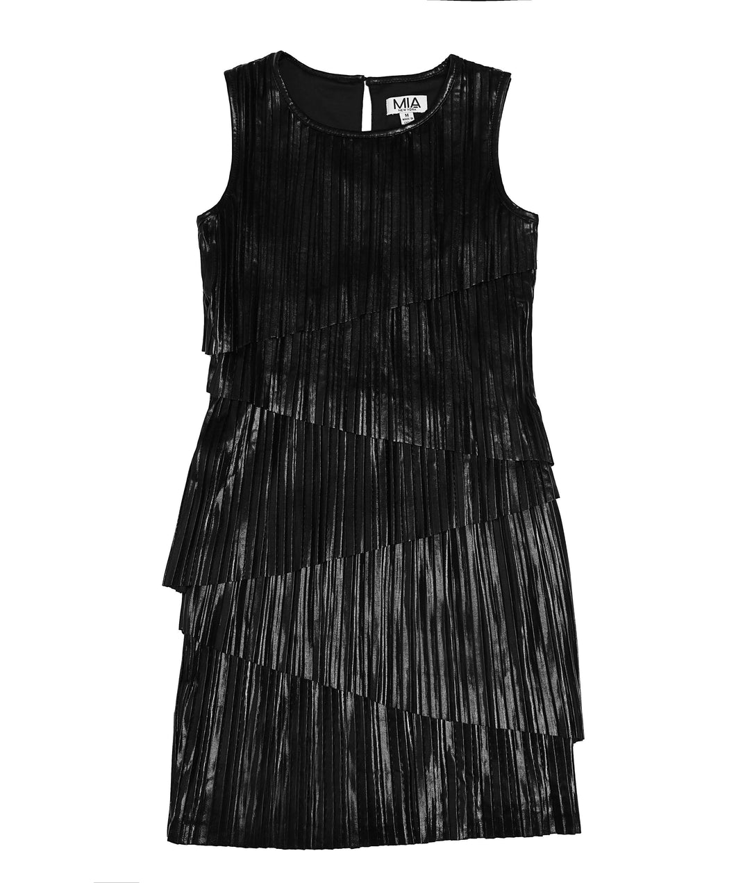 Faux Leather Pleated Dress