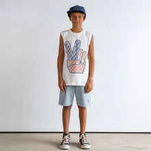 Load image into Gallery viewer, Rad, White &amp; Blue Muscle Tee