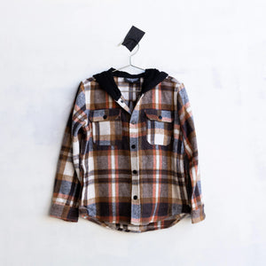 Coastline Hooded Flannel- Black/Natural/Rust