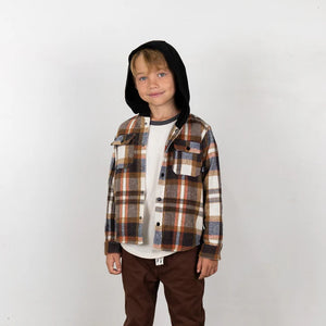 Coastline Hooded Flannel- Black/Natural/Rust