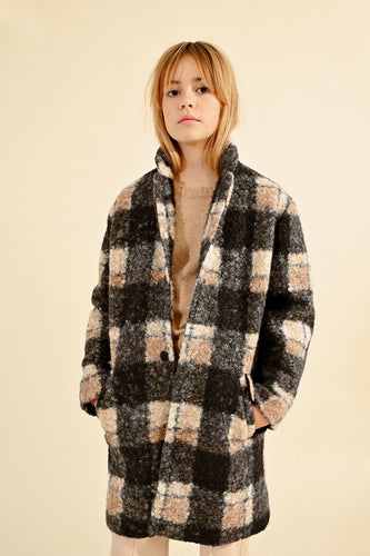 Plaid Boucle Woven Coat