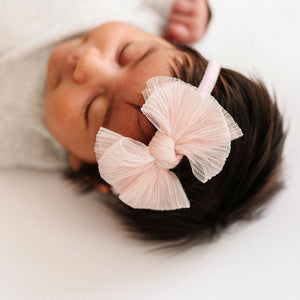 Tulle Baby FAB Skinny Headband- Pleated Rose Quartz