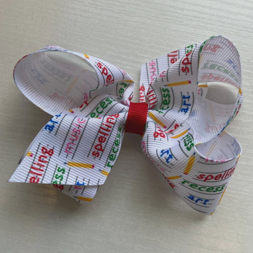 School Print Grosgrain Bow