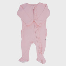 Load image into Gallery viewer, Ribbed Ruffle Footie- Perfect Pink