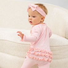 Load image into Gallery viewer, Ribbed Ruffle Footie- Perfect Pink