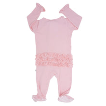 Load image into Gallery viewer, Ribbed Ruffle Footie- Perfect Pink