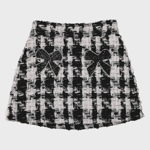 Bow Patch Tweed Skirt