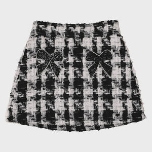 Bow Patch Tweed Skirt