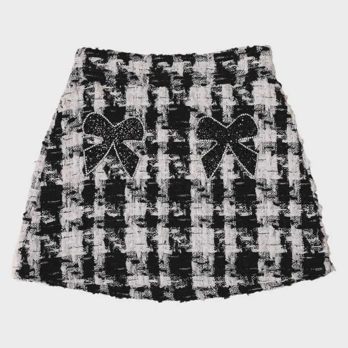 Bow Patch Tweed Skirt