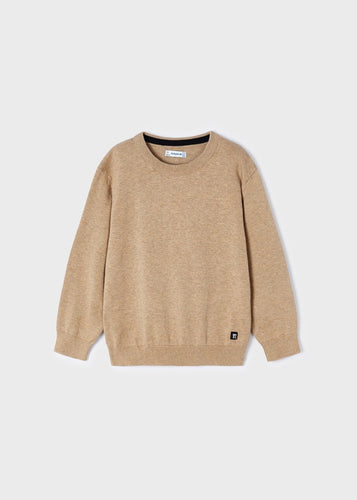Rounded Cotton Sweater- Tan