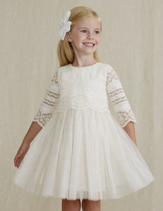 3/4 Sleeve Tulle Combined Dress