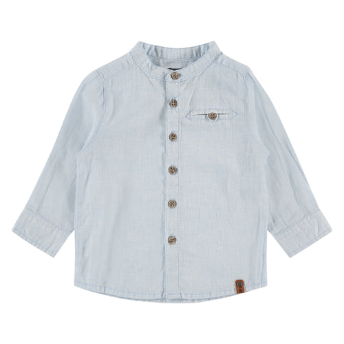 Mao Collar Chambray Shirt