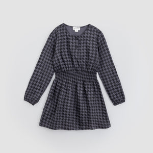 L/S Woven Houndstooth Dress