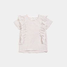 Load image into Gallery viewer, Ribbed Stripe Ruffle Knit Top