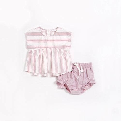 Organic Stripe Woven Top & Bloomer