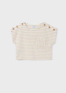 Button Striped S/S Tee