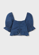 Load image into Gallery viewer, Puff Sleeve Denim Top