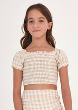 Load image into Gallery viewer, Smocked Crop Gingham Blouse
