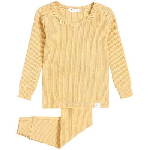 L/S Ribbed 2PC PJ Set- Lt Yellow