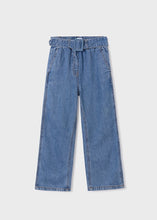Load image into Gallery viewer, Belted Wide Leg Denim Pant