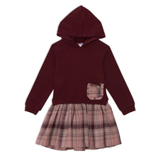 Load image into Gallery viewer, Flannel Mix L/S Hooded Dress