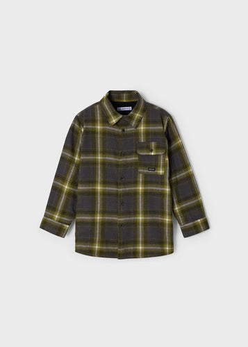 Lined Checked Overshirt- Oil