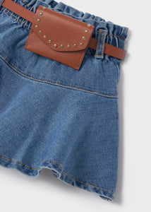 Denim Mini Skirt w/ Belt Bag