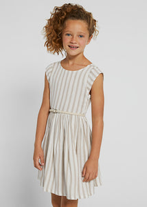 Striped Linen Belted Dress