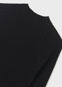 Ribbed Mockneck Sweater- Black