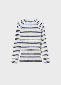 Ribbed Stripe Mockneck Sweater