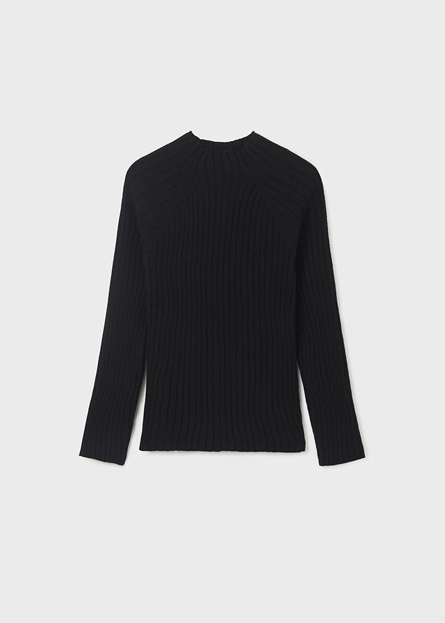 Ribbed Mockneck Sweater- Black
