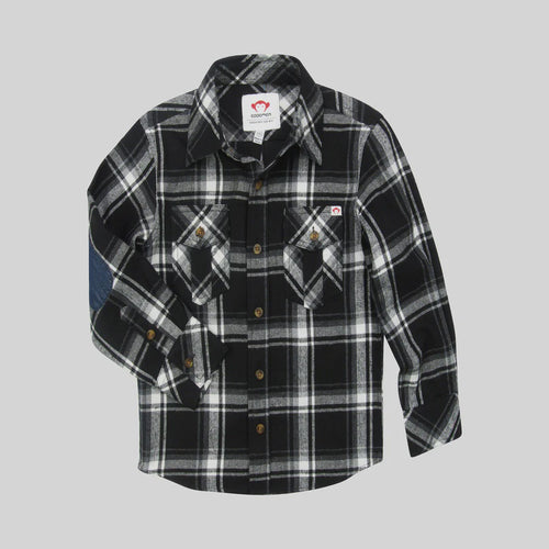 Denim Elbow Patch Flannel Shirt