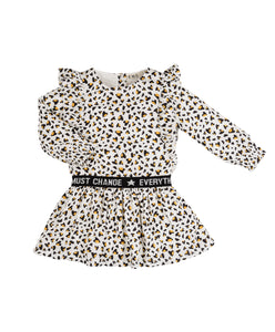 L/S Leopard Heart Satin Dress