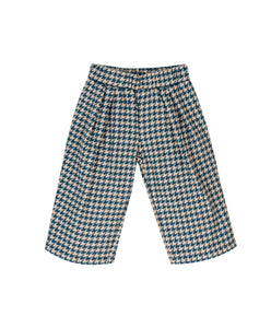 Wide Leg Flannel Houndstooth Trouser